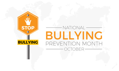 National Bullying Prevention month in october. Greeting card, poster, Ribbon, banner, Vector Template