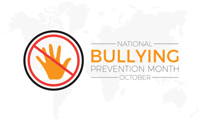 National Bullying Prevention month in october. Greeting card, poster, Ribbon, banner, Vector Template
