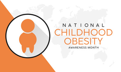 National Childhood Obesity Awareness month. Greeting card, poster, Ribbon, banner, Vector Template.