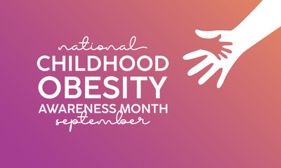 National Childhood Obesity Awareness month. Greeting card, poster, Ribbon, banner, Vector Template.