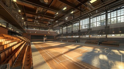 Fototapeta premium A virtual reality tour of a BIM-modeled sports stadium, illustrating seating arrangements and spectator amenities