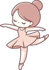 young ballerina dancing cartoon illustration