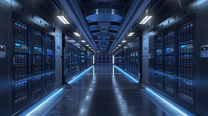 A digital replica of a BIM-guided data center, optimizing server room layouts and cooling system efficiency