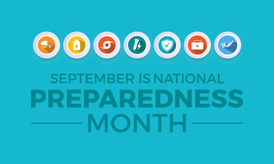 National Preparedness Month. Emergency concept Greeting card, poster, Ribbon, banner, Vector Template.
