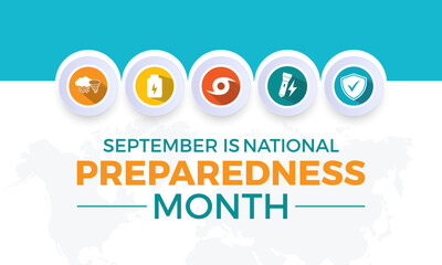 National Preparedness Month. Emergency concept Greeting card, poster, Ribbon, banner, Vector Template.
