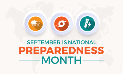 National Preparedness Month. Emergency concept Greeting card, poster, Ribbon, banner, Vector Template.