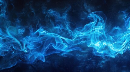 Ethereal blue fire flames on a dark background, adding a supernatural element to any project, illustration background