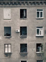 destroyed houses in a city lost in the war in Ukraine