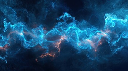 Ethereal blue fire flames on a dark background, adding a supernatural element to any project, illustration background