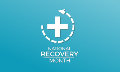 National Recovery Month in september. Health Care concept Greeting card, poster, Ribbon, banner, Vector Template.