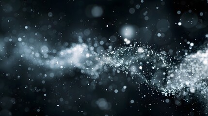 Obraz premium White dust element bokeh pattern flying overlay in a dark. Dust particle on black abstract background. 