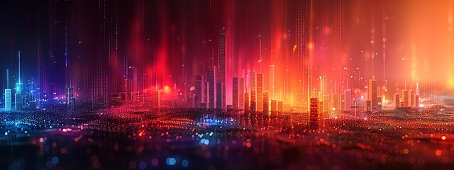 Fototapeta premium Bar charts with many colors going up and down for stock market investment or bright colorful banking charts