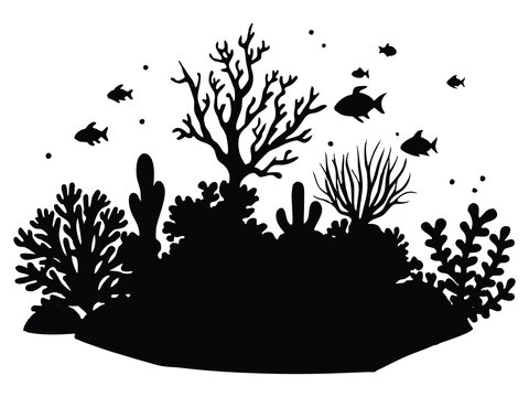 recommend clip art: Coral Reefs Underwater Silhouettes