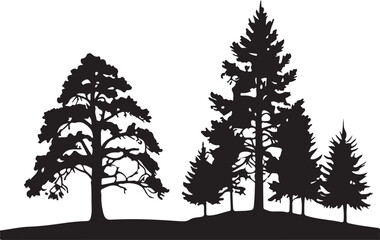 Minimalist tree Silhouette Vector illustration,vector black color silhouette