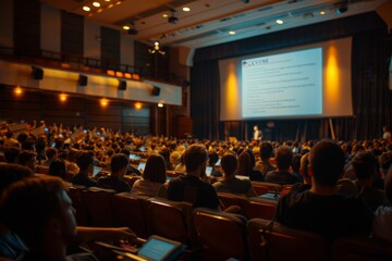 Audience Listening to a Presentation in a Conference Room