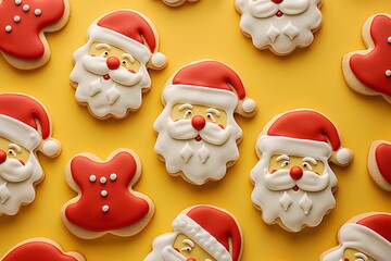 Fototapeta premium christmas cookies on wooden table, festive holidays bakery concept 