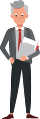 Fototapeta premium Businessman Holding Documents Standing in Office Attire