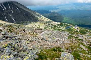 A beautiful view of the surroundings of the High Tatras from the Lomnicke saddle, Slovakia