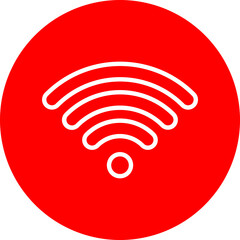 Wifi Vector Line White Circle Red