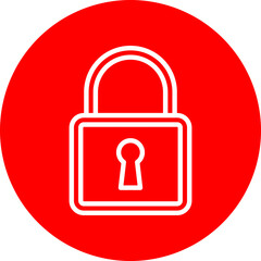 Padlock Vector Line White Circle Red