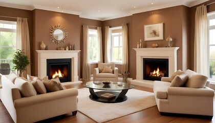 A beautiful luxrious warm living room with fireplace
