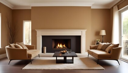 A beautiful luxrious warm living room with fireplace