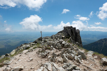 A beautiful view of the surroundings of the High Tatras from the Lomnicke saddle, Slovakia