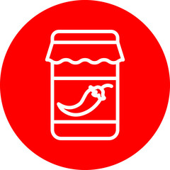  Chili Jar Vector Line White Circle Red
