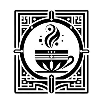 recommend clip art: Bubble Tea in decorative emblem ornament, Victorian, art deco, art nouveau, boho, bohemian,  folk, flourish