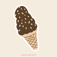 Ice Cream Cones , wafer Cones vector isolated on cream color  background, Vector illustration EPS 10
