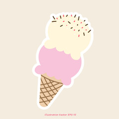 Ice Cream Cones , wafer Cones vector isolated on cream color  background, Vector illustration EPS 10