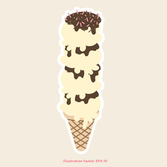 Ice Cream Cones , wafer Cones vector isolated on cream color  background, Vector illustration EPS 10