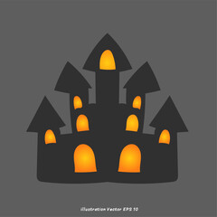 Haunted House Halloween elements Vector,  isolated on gray background, Vector illustration EPS 10