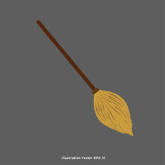 Broomstick Halloween elements Vector,  isolated on gray background, Vector illustration EPS 10