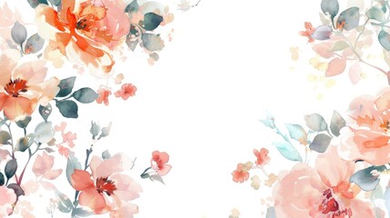 Watercolor floral seamless pattern with space for text in soft feminine hues