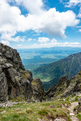 A beautiful view of the surroundings of the High Tatras from the Lomnicke saddle, Slovakia