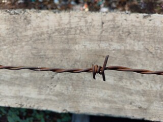 Barbed Wire for Fencing Kanta taar for Fence Poles Trees Antenna Wire with Hook close up metal...