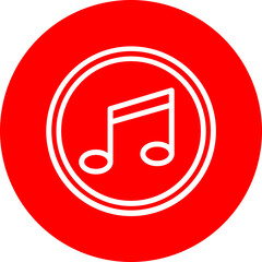 Music player Vector Line White Circle Red