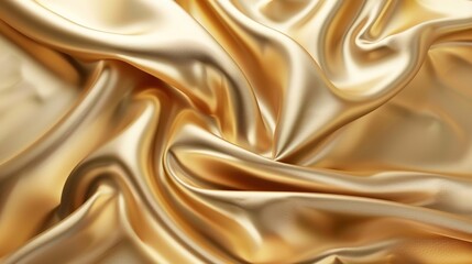 Obraz premium Elegant silk fabric wallpaper featuring luxurious wrinkles and folds. Background of gold, wavy material.