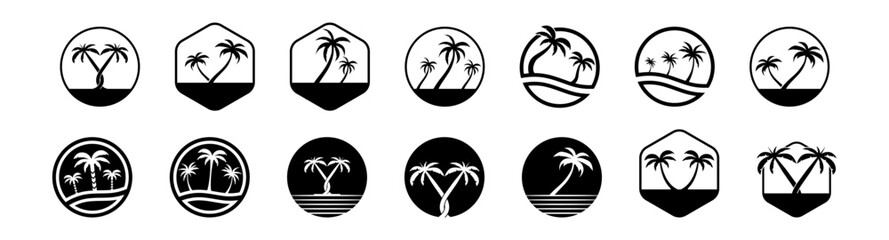 Obraz premium Palm tree summer logo templat...