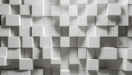 Random shifted white cube boxes block background wallpaper. Generative AI.