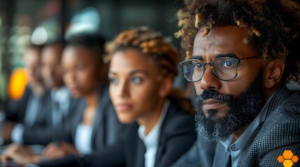 Diverse business team focused on meeting, planning strategies in modern office