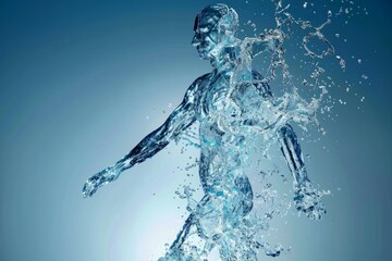 transparent human body shape , filled of water , show important of water concept , health concept