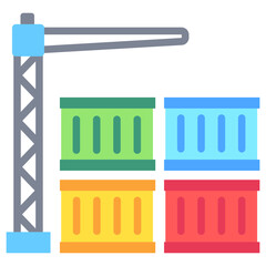 Container Yard multi color icon, use for delivery, shipping, logistics, and industry theme. use for modern concept, UI or UX kit, web and app development