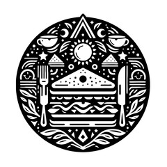 Obraz premium sandwich in decorative emblem ornament, Victorian, art deco, art nouveau, boho, bohemian, folk, flourish