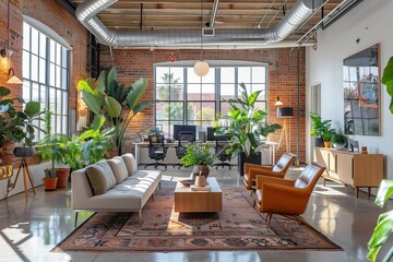 Fototapeta premium a modern office with lots of plants