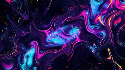 Fluorescent abstract patterns on a dark background with neon colors, artistic and dynamic look 