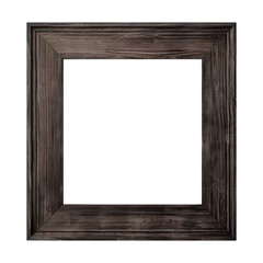 Dark wooden picture frame isolate on transparent png.
