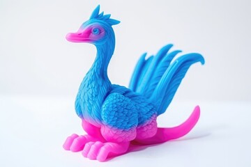 Fototapeta premium A pink, 3D printed, mythical bird with white feet.