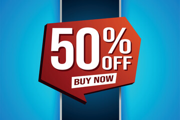 50% fifty percent off buy now poster banner graphic design icon logo sign symbol social media website coupon

